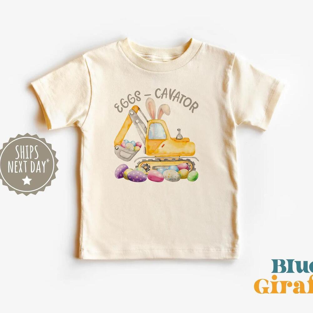 Boys Easter Natural Toddler Shirt - Eggs-Cavator Boys Toddler Shirt -